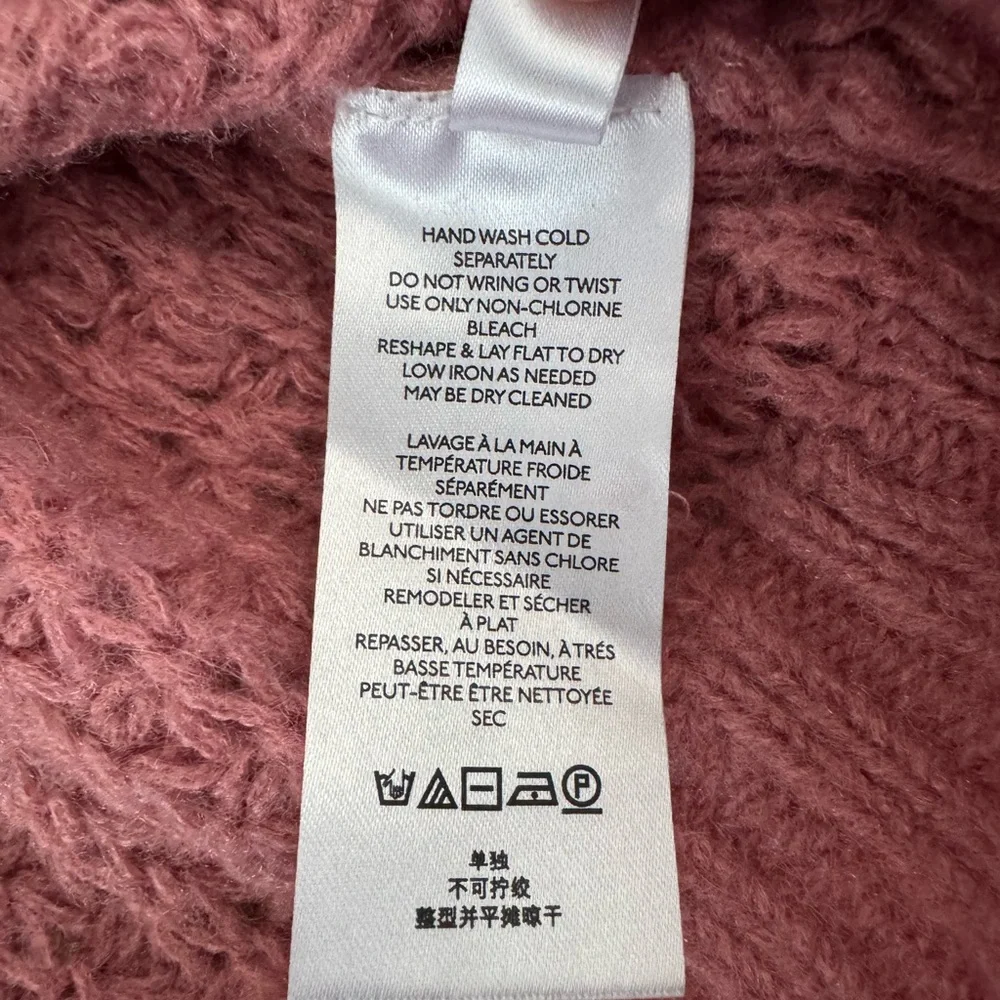 Maeve Anthropologie Waffle Knit Mock Neck Cropped Sweater Pink XS